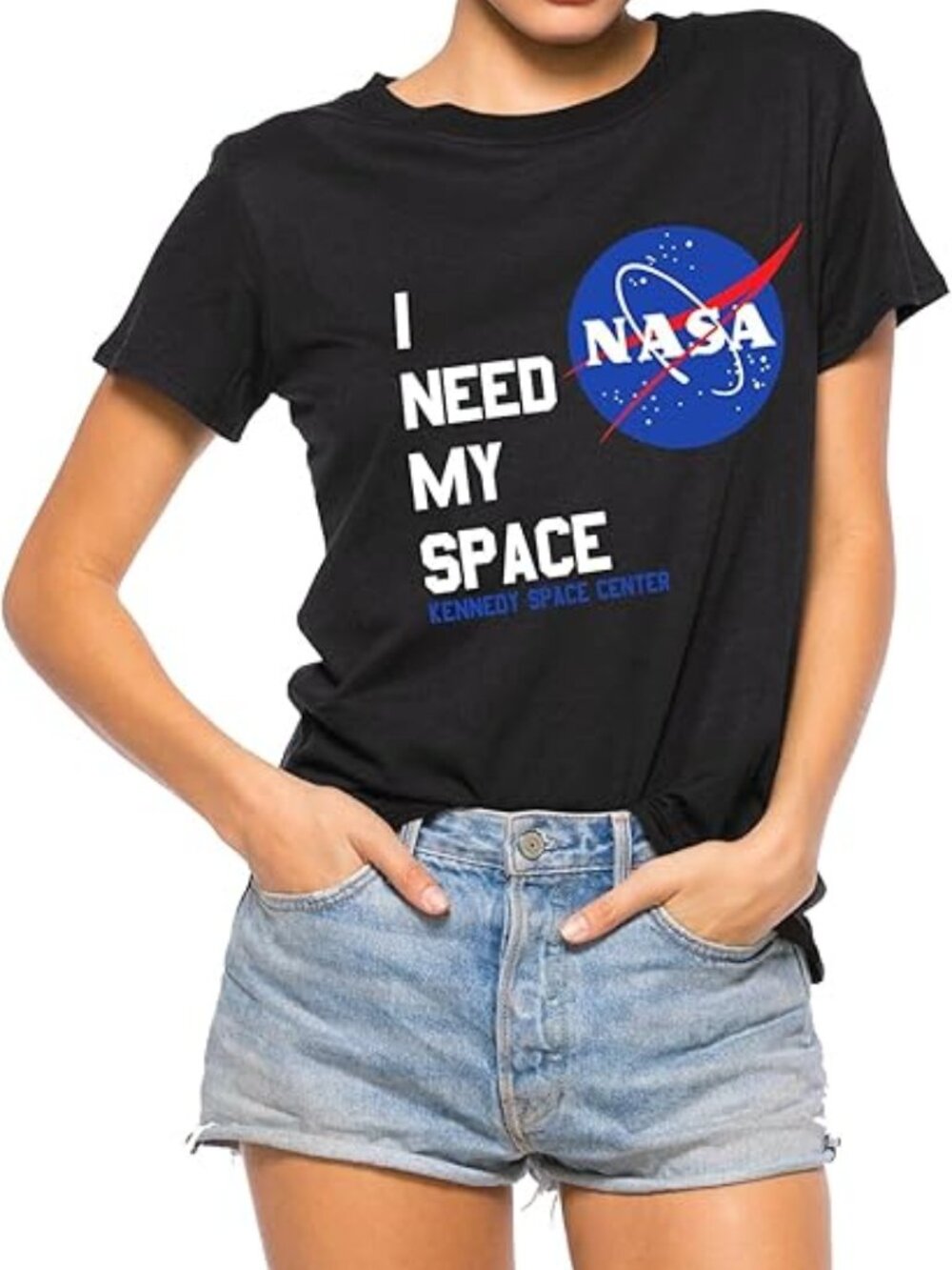 Women Fashion I Need My Space Shirt NASA Shirt Women T Shirt Short Sleeve Tee